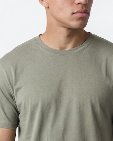 Pure Cotton Crew Neck T-Shirt Long Length-Olive
