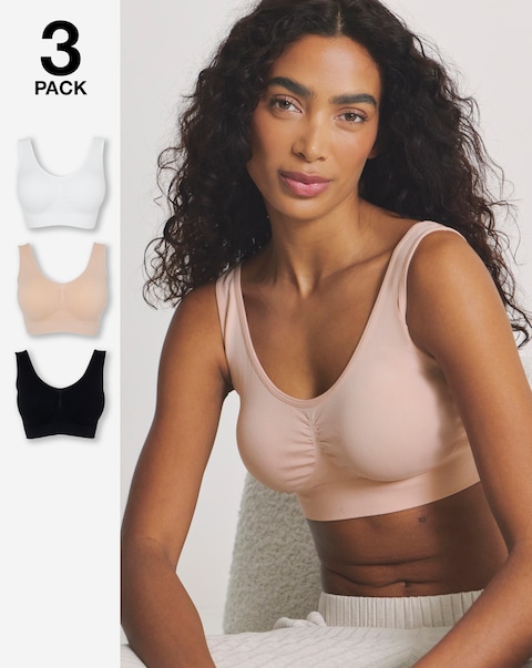 Pretty Secrets (3 Pack) Comfort Tops (Fits A-D) Black/White/Blush