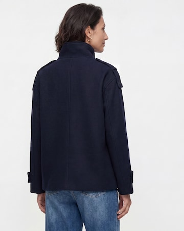 Navy Funnel Neck Short Jacket