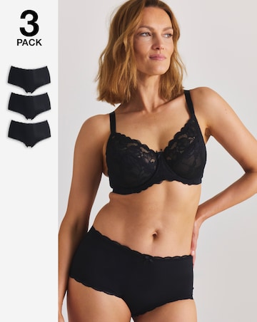 Pretty Secrets (3 Pack) Rib Micro Lace Trim Shorts