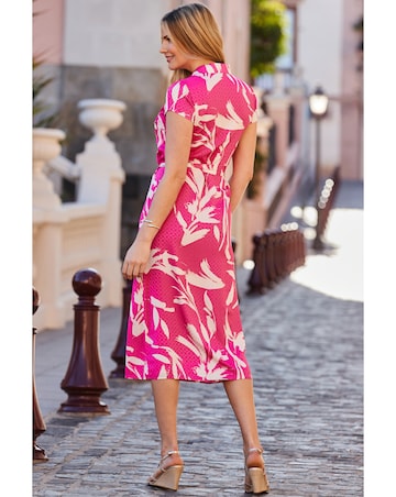 Sosandar Pink Floral Spot Printed Shirt Belt Dress