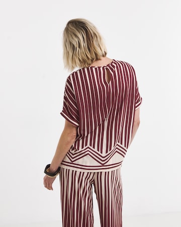 Stripe Border Short Sleeve Boxy Top