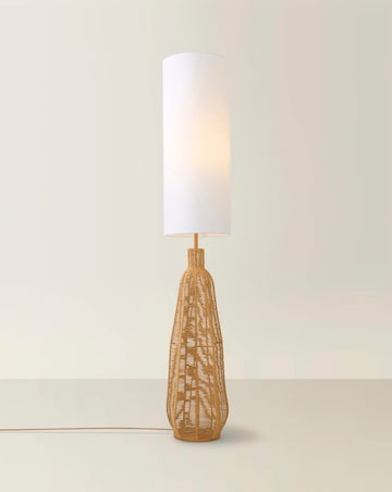 ValueLights Una Rattan Midi Floor Lamp