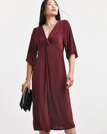 Slinky Twist Front Midi Dress