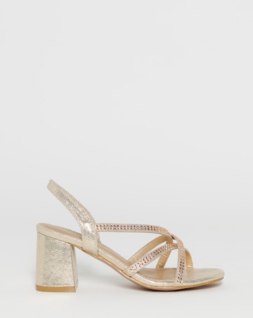Anita Diamante Crossover Strap Block Heel Sandals - Wide Fit (E)