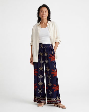 Viscose Crinkle Pull On Wide Leg Trouser