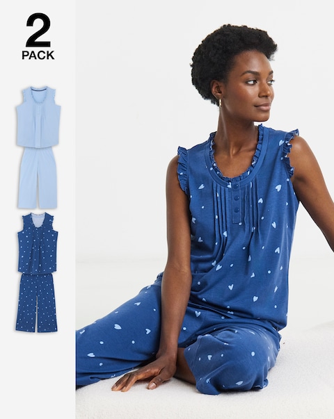 Julipa (2 Pack) Value Culotte Pyjama Sets Heart Print