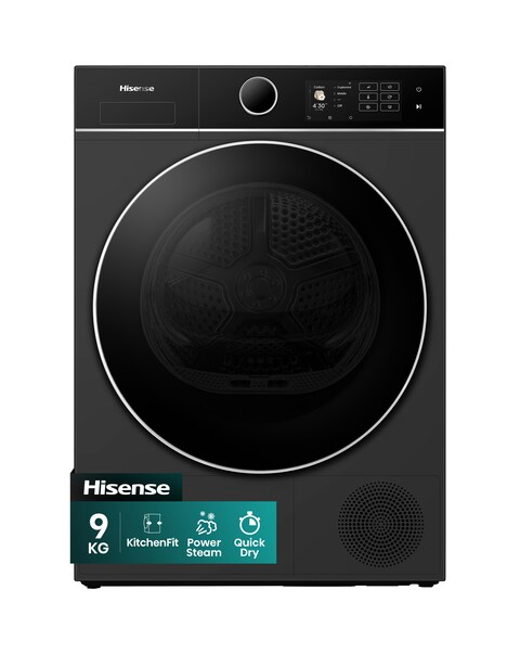 Hisense 5i 9kg KitchenFit Heat Pump Dryer Black