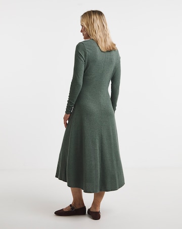 Zip Front Ruched Long Sleeve Dress