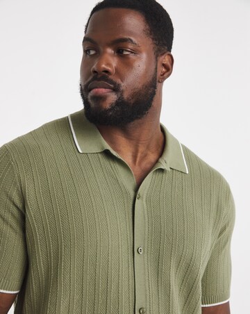 Button Through Texture Knitted Polo