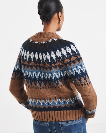 Fair Isle Crew Neck Cardigan