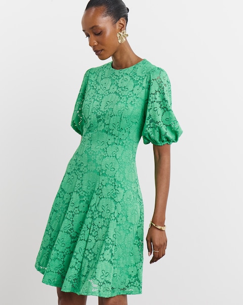 Joanna Hope Green Lace Skater Dress