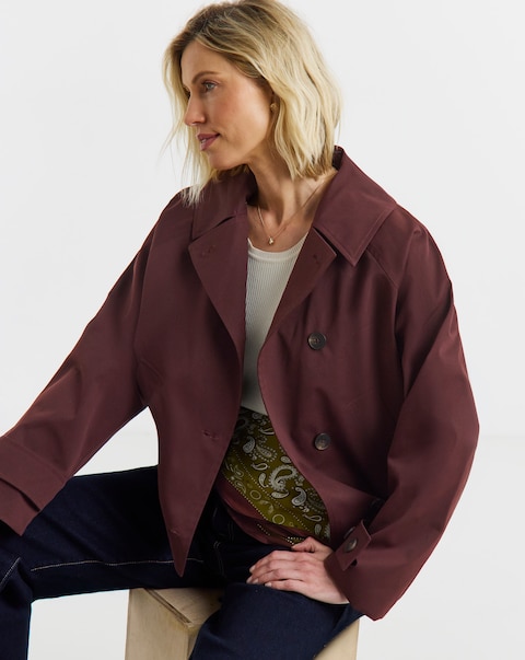 Burgundy Short Trench Coat