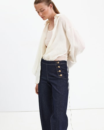 Mango Emily Wide Leg Jean with Side Buttons