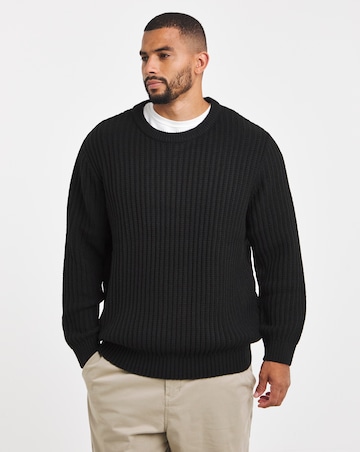 Jack & Jones Jaxon Crew Knit Jumper - Black