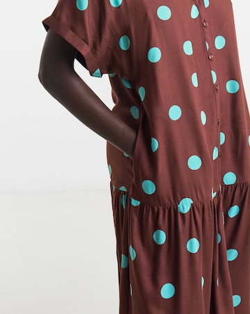 Spot Print Button Through Dress