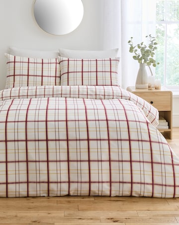 Painted Check Cotton Blend Reversible Duvet Cover Set