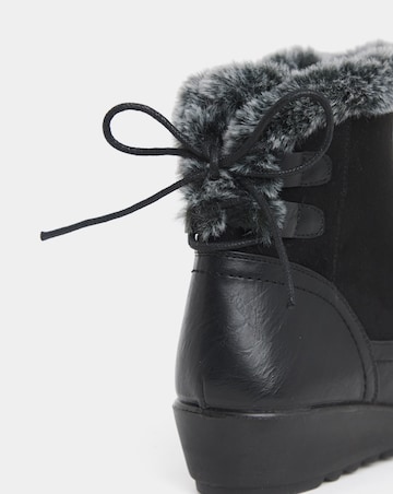 Cushion Walk Faux Fur Cuff Laced Back Boots - Extra Wide Fit (EEE)