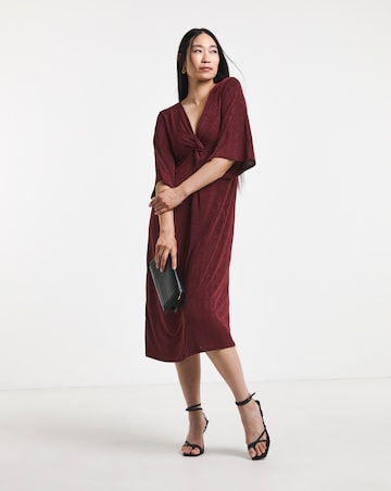 Slinky Twist Front Midi Dress