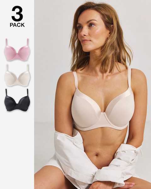 Pretty Secrets (3 Pack) Tuxedo Trim T-Shirt Bras