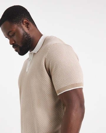 Geo Patterned Short Sleeve Knitted Polo
