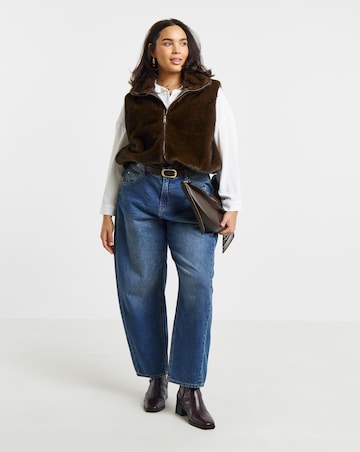 Chocolate Zip Front Faux Fur Gilet