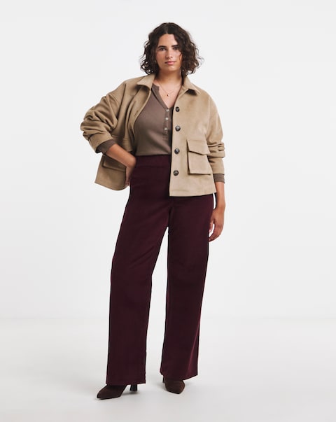 Burgundy Cord Weekender Wide Leg Jegging