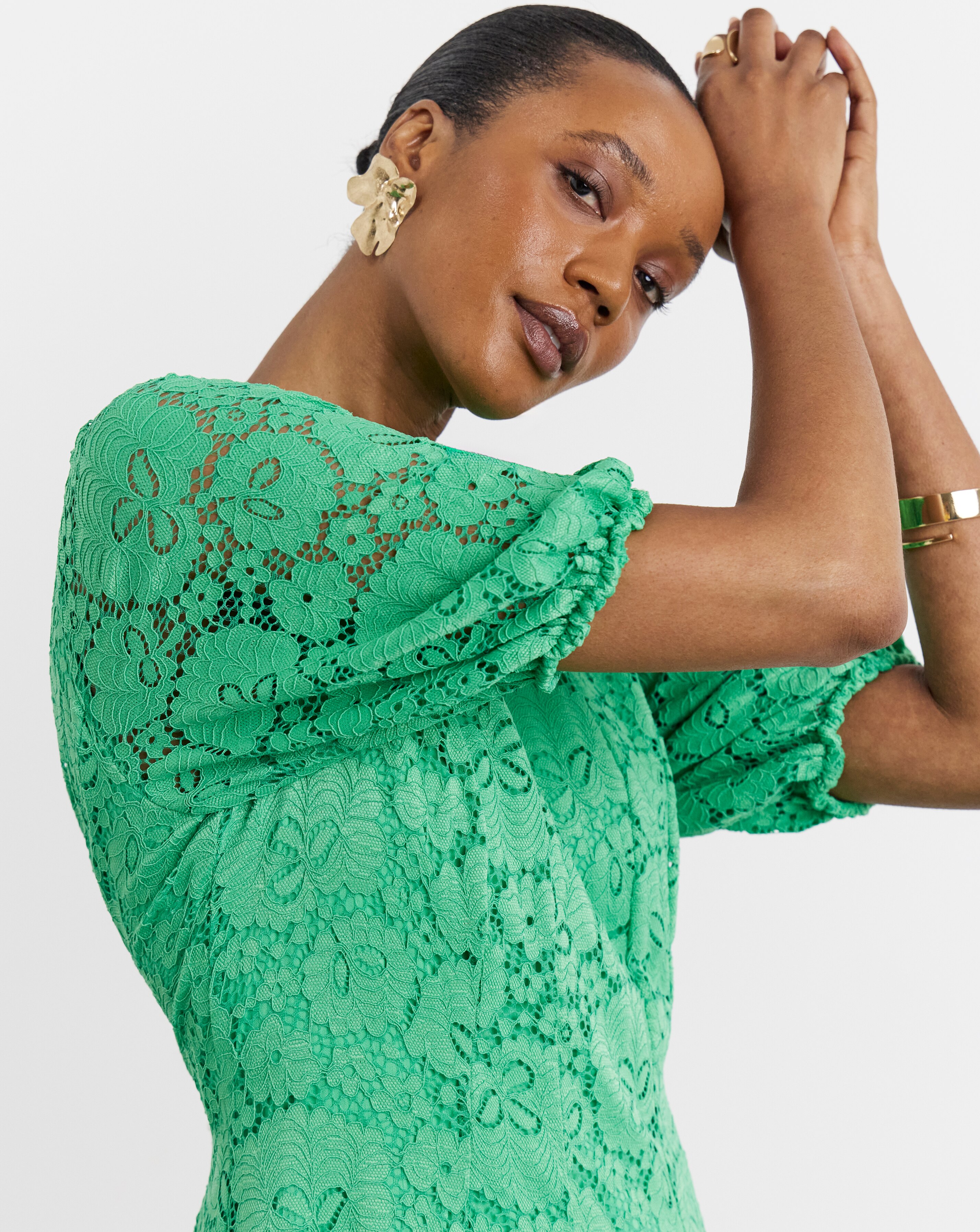 Joanna Hope Green Lace Skater Dress | JD Williams