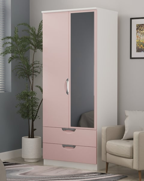 Haydn Ready Assembled 2 Door 2 Drawer Mirrored Wardrobe - Kids
