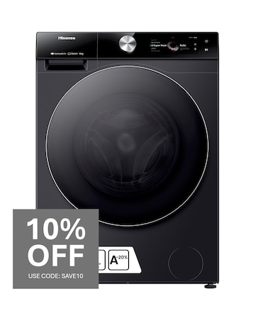 Hisense 7 Series WF7S1247BB AI Wifi-enabled 12kg 1400 spin Washing Machine Black