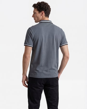Tipped Pique Polo Long- Dark Grey