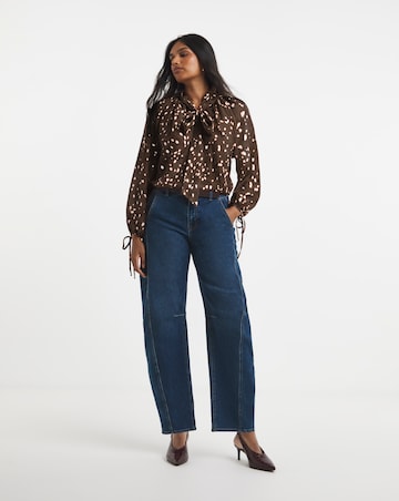 Simply Be Animal Print Pussy Bow Blouse