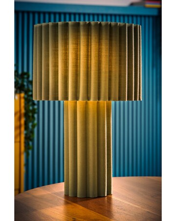 ValueLights Lenny Moss Green Ribbed Fabric Table Lamp