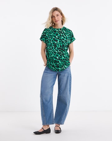 Longline Short Sleeve Curved Hem Top