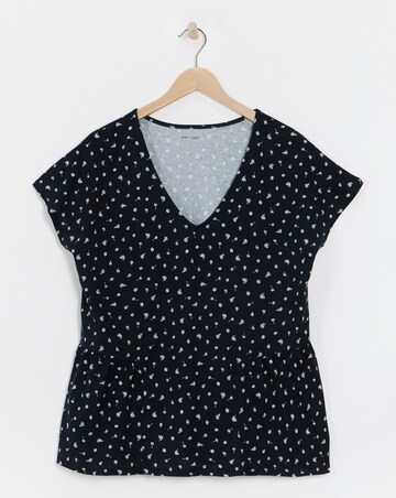 Pure Cotton V Neck Peplum Side Panel Top