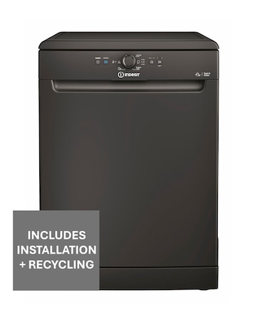 Indesit D2F HK26 B UK Full Size Dishwasher 14 Place Settings Black + Install