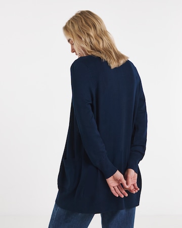 Navy Longline Edge To Edge Cardigan