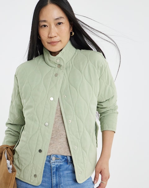 Sage Washed Quilted Short Jacket