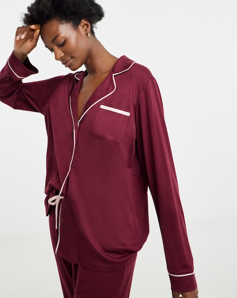 Pretty Secrets Soft Revere Pyjama Set Burgundy