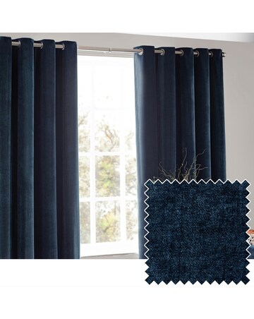 Yard Heavy Chenille Lined Eyelet Curtains