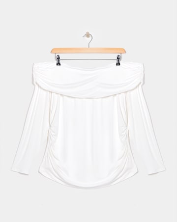 Cream Long Sleeve Bardot Top