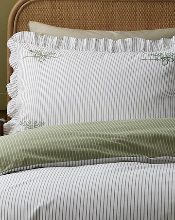 Appletree Frilled Embroidered Bow Stripe Duvet Cover Set