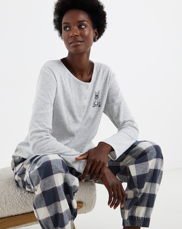 Pretty Secrets Henley Top And Check Bottom Cotton Pyjama Set