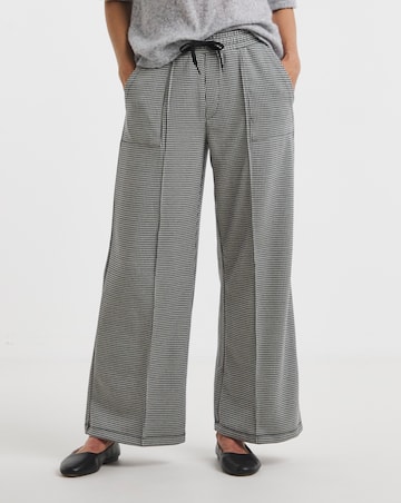 Houndstooth Stretch Ponte Pull On Wide Leg Trouser