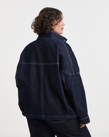 Simply Be Indigo Funnel Neck Bat Wing Denim Jacket
