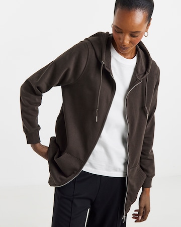 Chocolate Longline Zip Up Hoodie