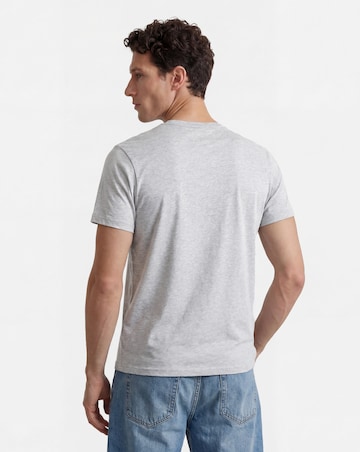 Pure Cotton V-Neck T-Shirt Long- Grey Marl