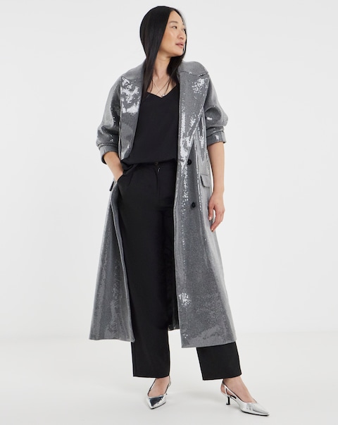 Sequin Longline Coat