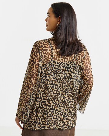 Simply Be Animal Printed Mesh Long Sleeve Asymmetrical Longline Top