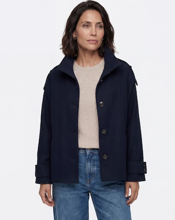 Navy Funnel Neck Short Jacket